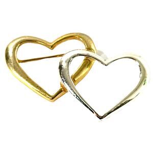 Vintage Danecraft Two Tone Open Heart Brooch Gold Silver Tone Modernist Pin